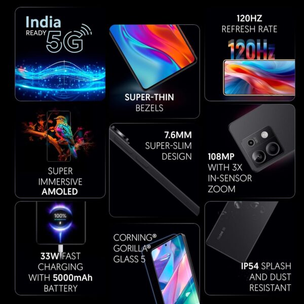 Redmi Note 13 5G (Stealth Black, 8GB RAM, 256GB Storage) - Image 3