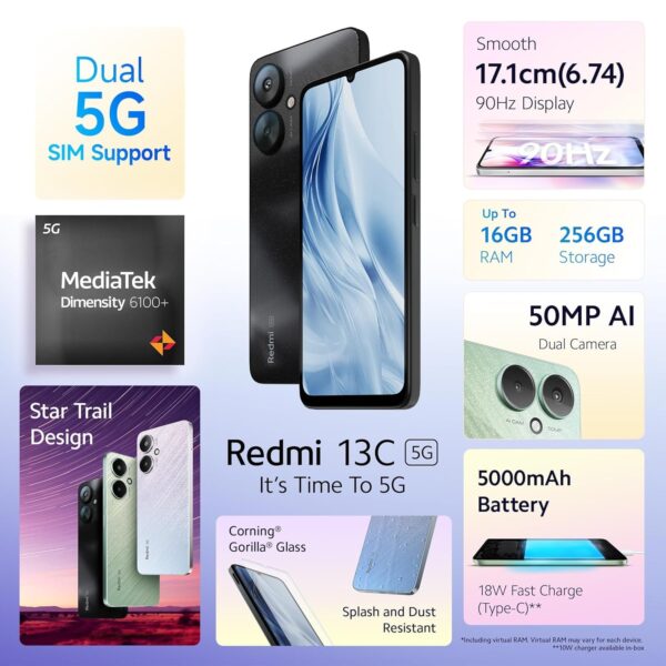 Redmi 13C 5G 6/128 Starlight Black - Image 2