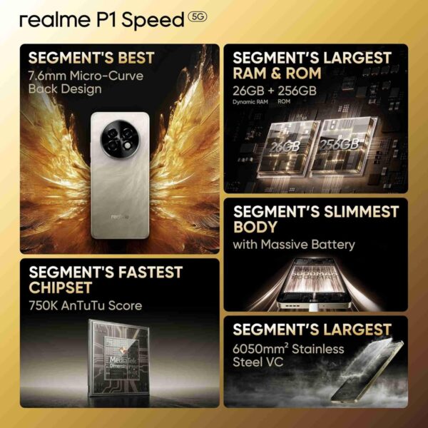 Realme P1 Speed 5g 8GB+128GB Textured Titanium - Image 7